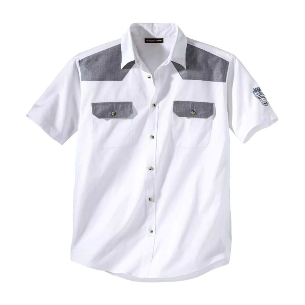 Atlas For Men Mens Contrast Short-Sleeved Shirt / White